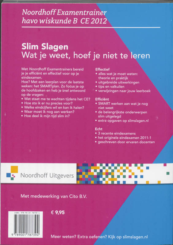 Achterkant van Havo Wiskunde B CE 2012