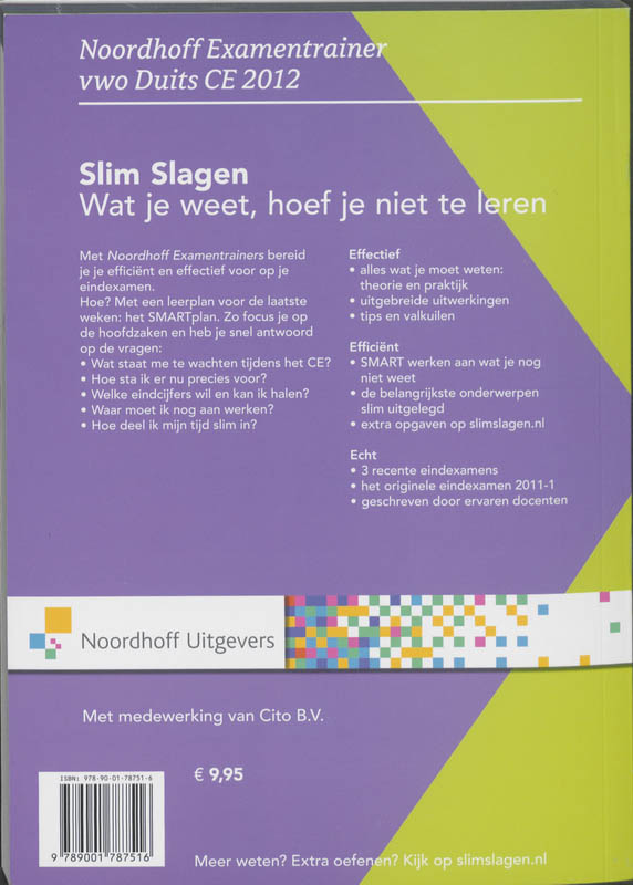 Achterkant van Vwo Duits CE 2012