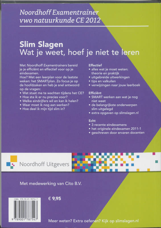 Achterkant van vwo Natuurkunde CE 2012