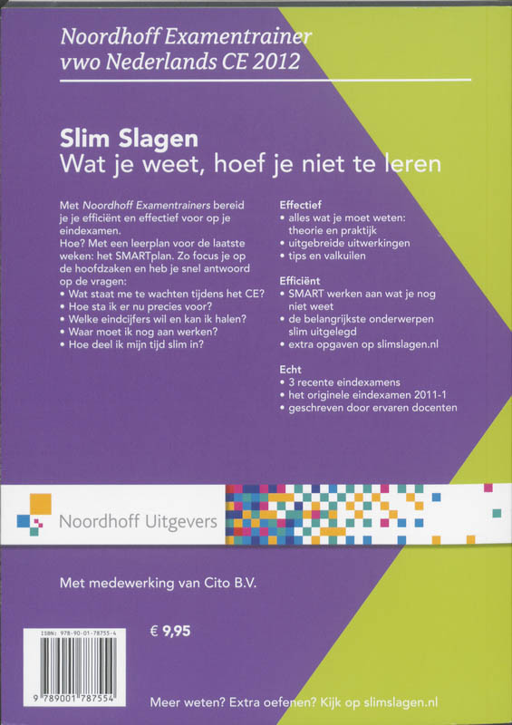 Achterkant van Nederlands vwo CE 2012