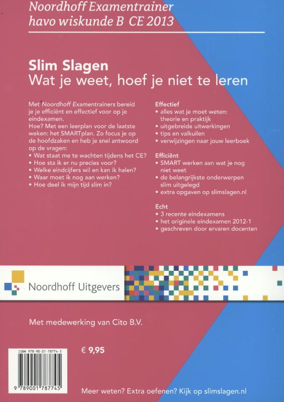 Achterkant van Havo wiskunde B CE 2013