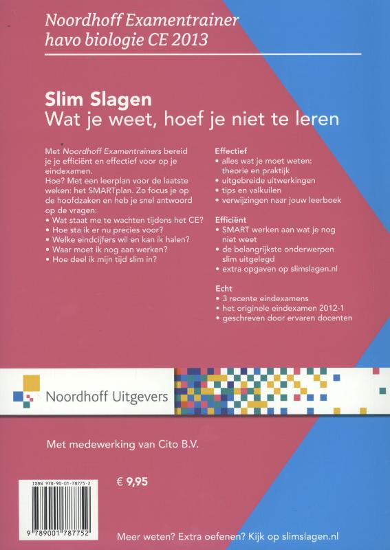 Achterkant van Havo biologie CE 2013