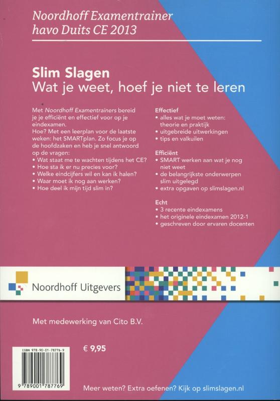 Achterkant van Havo Duits CE 2013