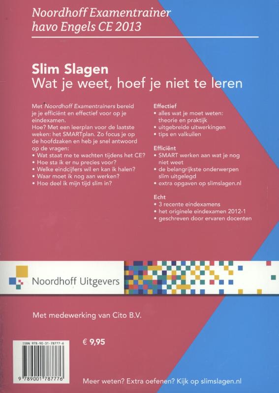 Achterkant van Havo Engels CE 2013