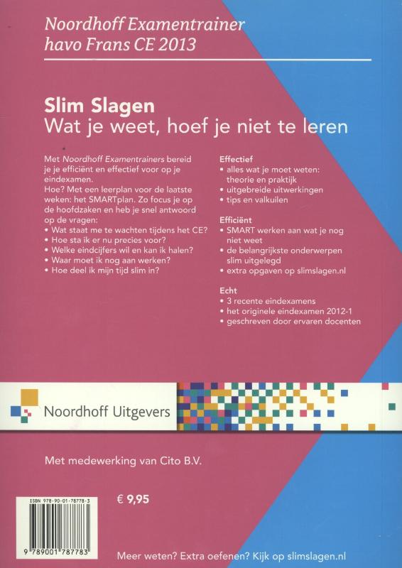 Achterkant van Havo Frans CE 2013