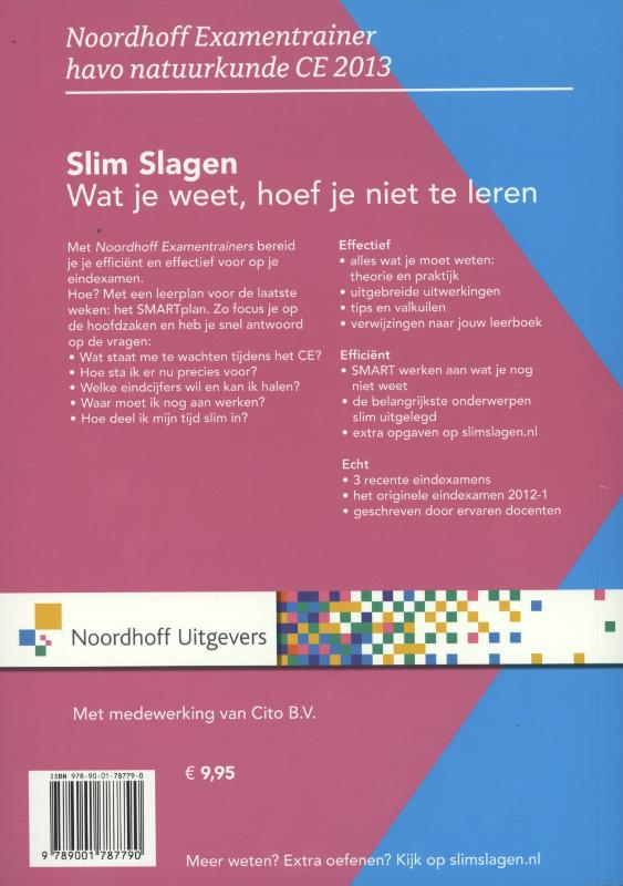 Achterkant van havo natuurkunde CE 2013
