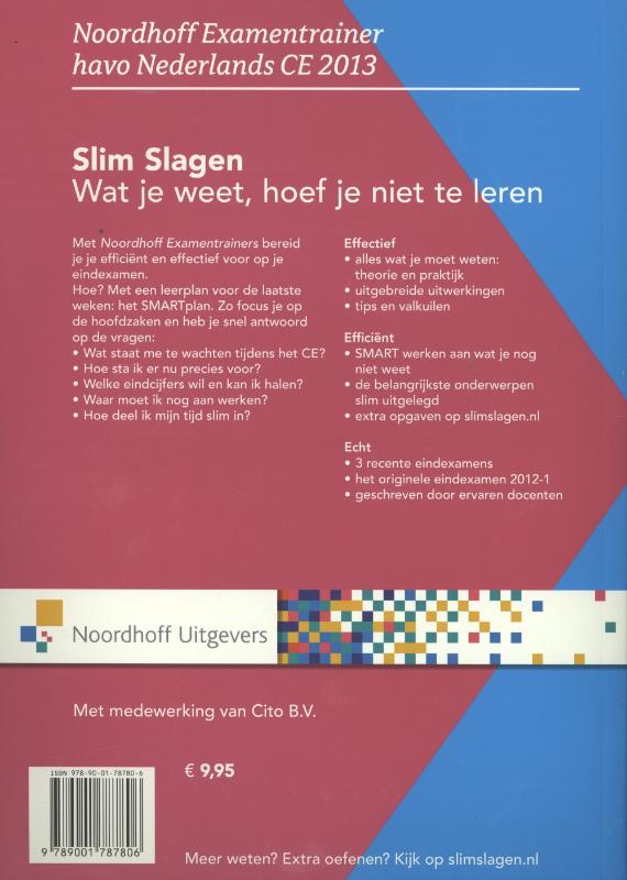 Achterkant van Havo Nederlands CE 2013