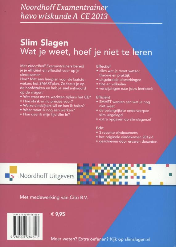 Achterkant van Havo wiskunde A CE 2013