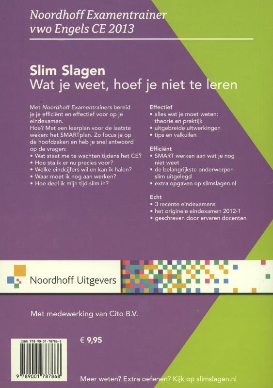 Achterkant van Vwo Engels CE 2013