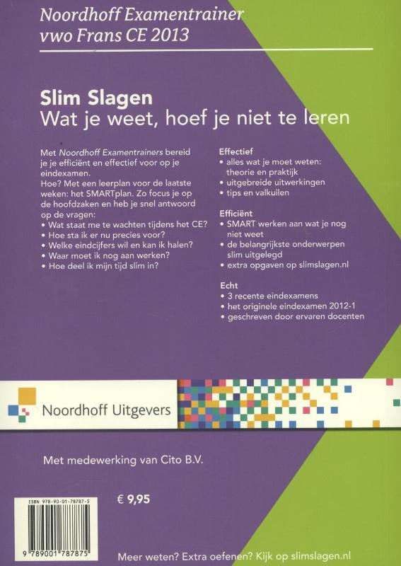 Achterkant van Vwo Frans CE 2013