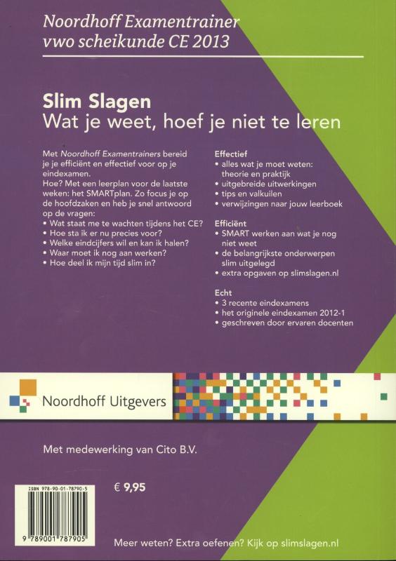 Achterkant van Vwo scheikunde CE 2013
