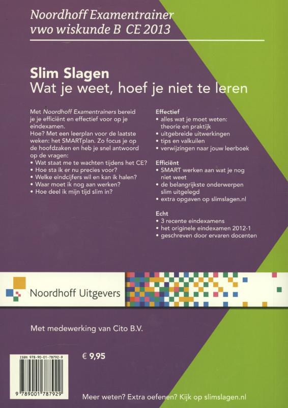 Achterkant van Vwo wiskunde B CE 2013