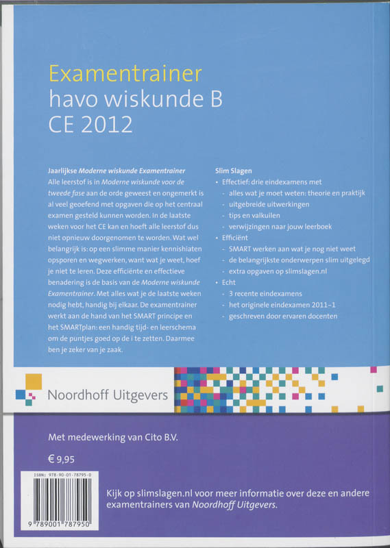 Achterkant van havo wiskunde B 2012