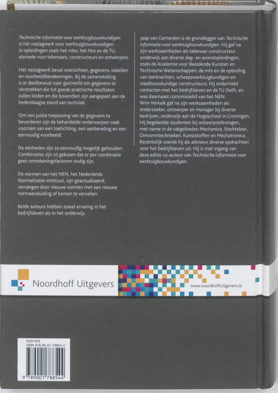 Achterkant van Technische informatie voor werktuigbouwkundigen