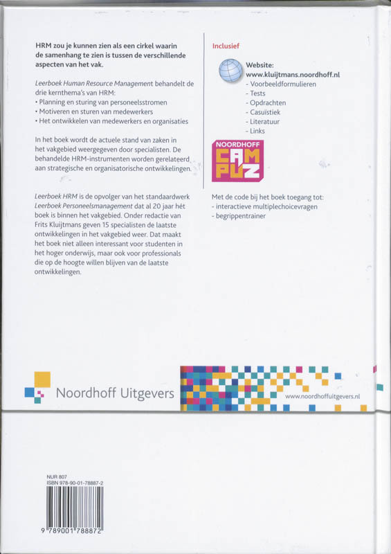 Achterkant van Leerboek Human Resource Management