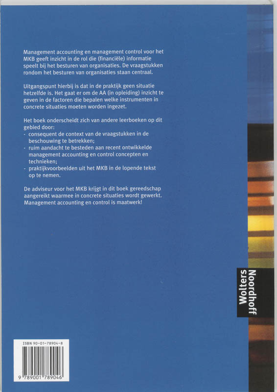 Achterkant van Management accounting en management control voor het MKB