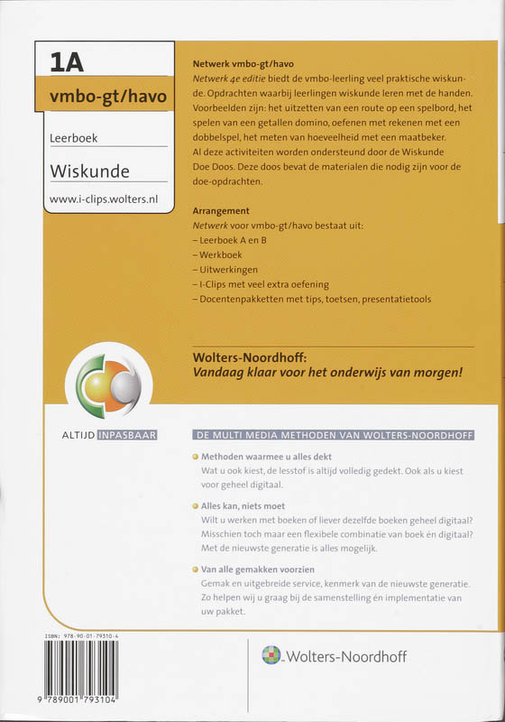 Achterkant van 1A Vmbo-gt/havo