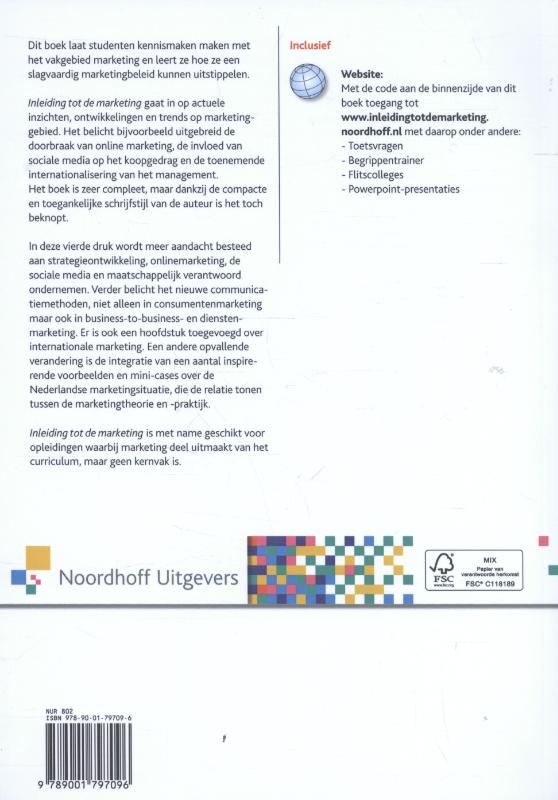 Achterkant van Inleiding tot de marketing