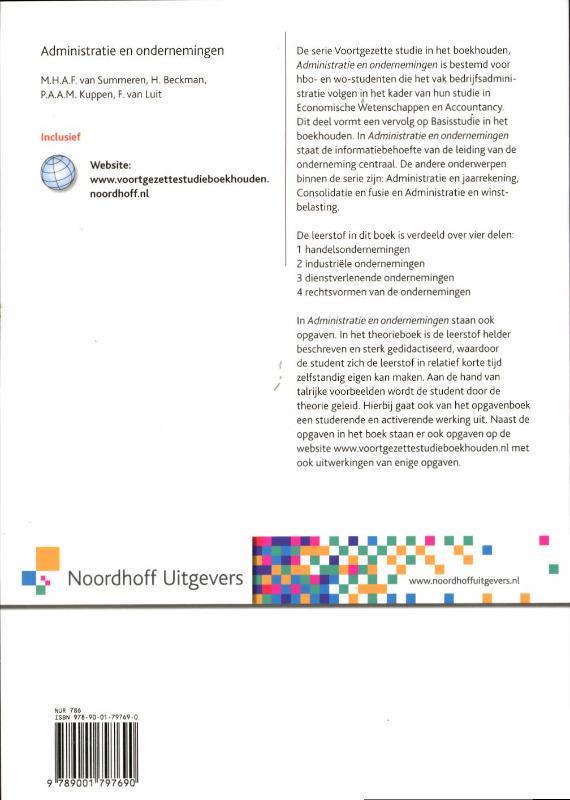 Achterkant van Administratie en ondernemingen