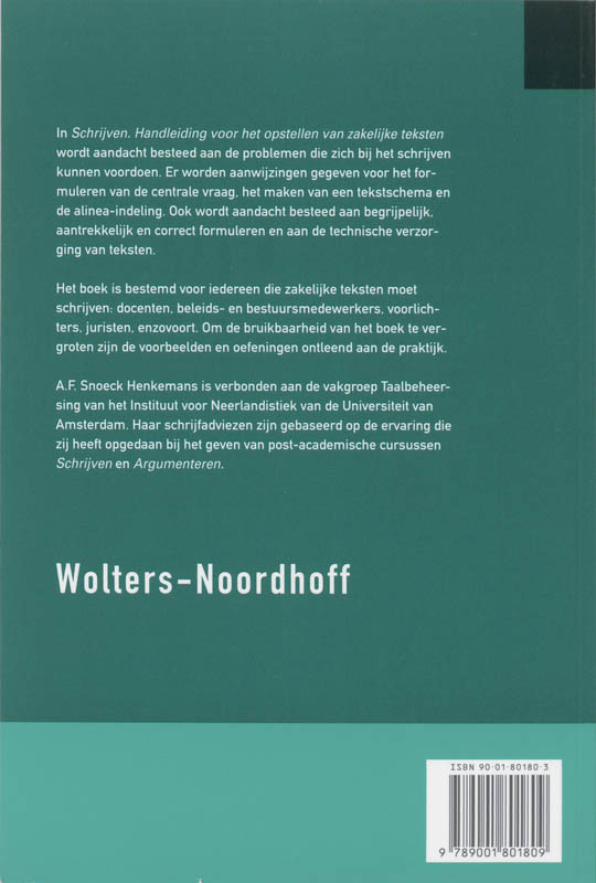 Achterkant van Schrijven