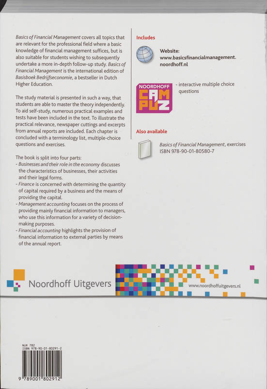 Achterkant van Basics of financial management
