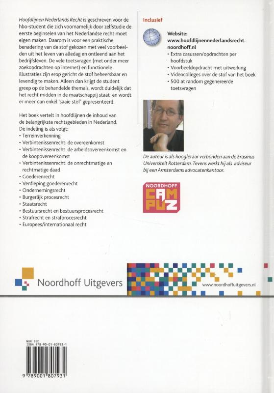 Achterkant van Hoofdlijnen Nederlands recht