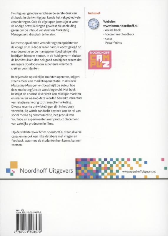 Achterkant van Business marketing management