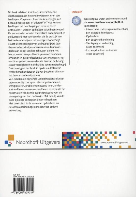 Achterkant van Van leertheorie naar onderwijspraktijk