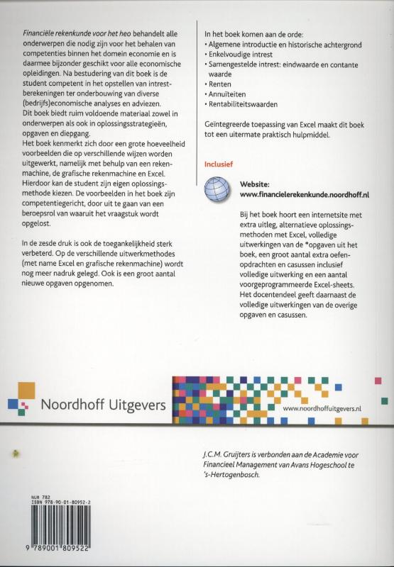 Achterkant van Financiele rekenkunde voor het HEO