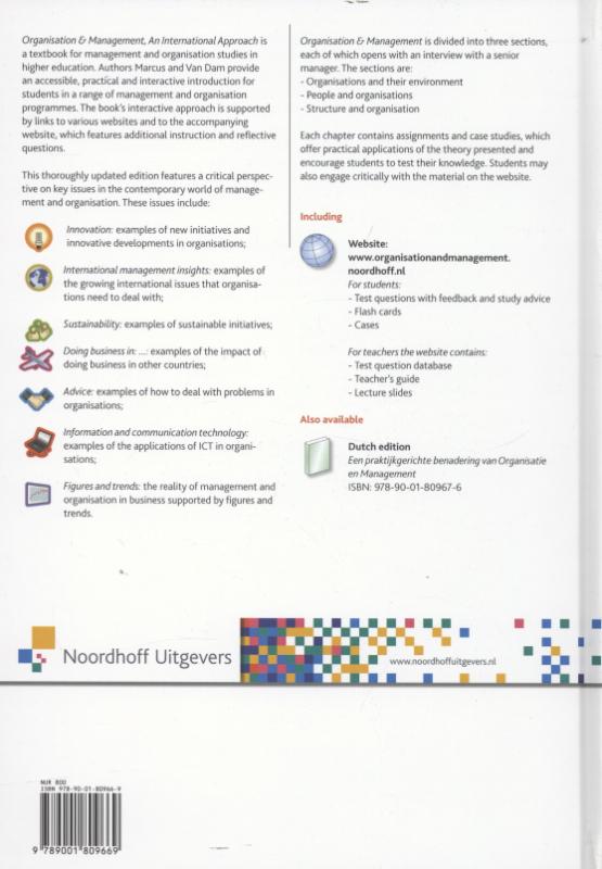 Achterkant van Organisation and management