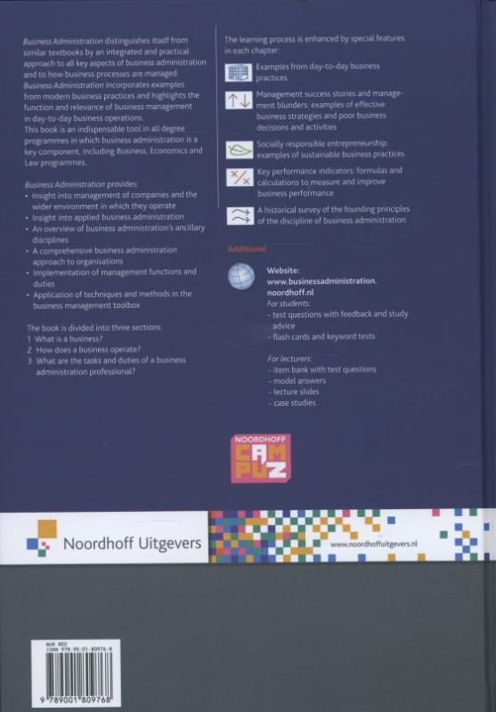 Achterkant van Business administration