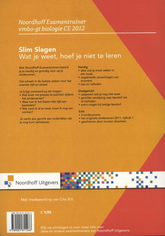 Achterkant van vmbo gt biologie 2012 slim slagen