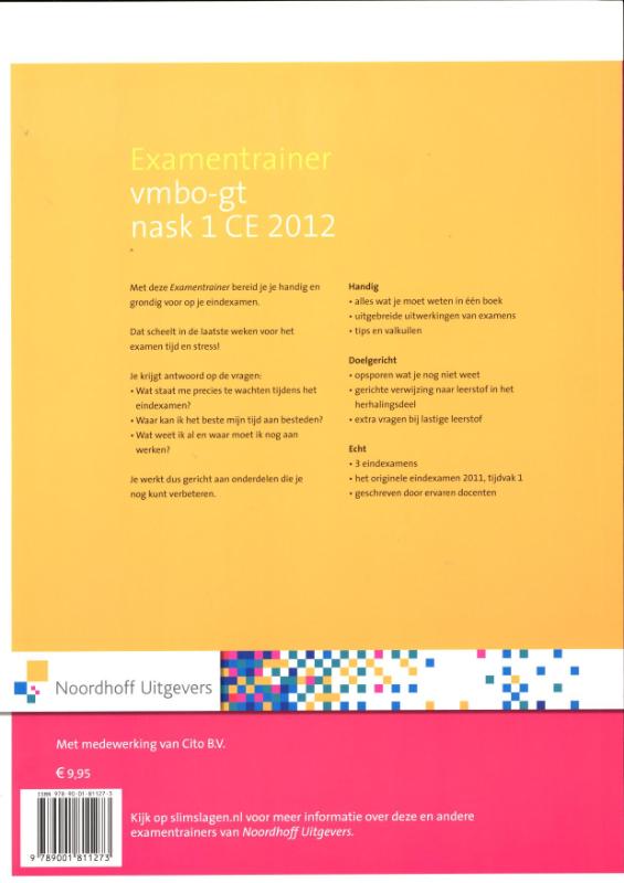 Achterkant van vmbo gt natuur- en scheikunde 1 CE 2012