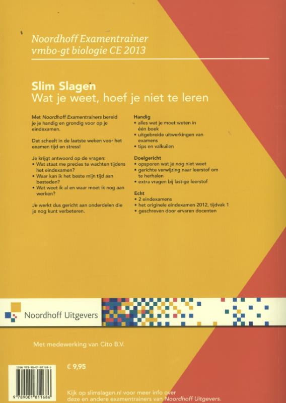 Achterkant van vmbo-gt biologie CE 2013