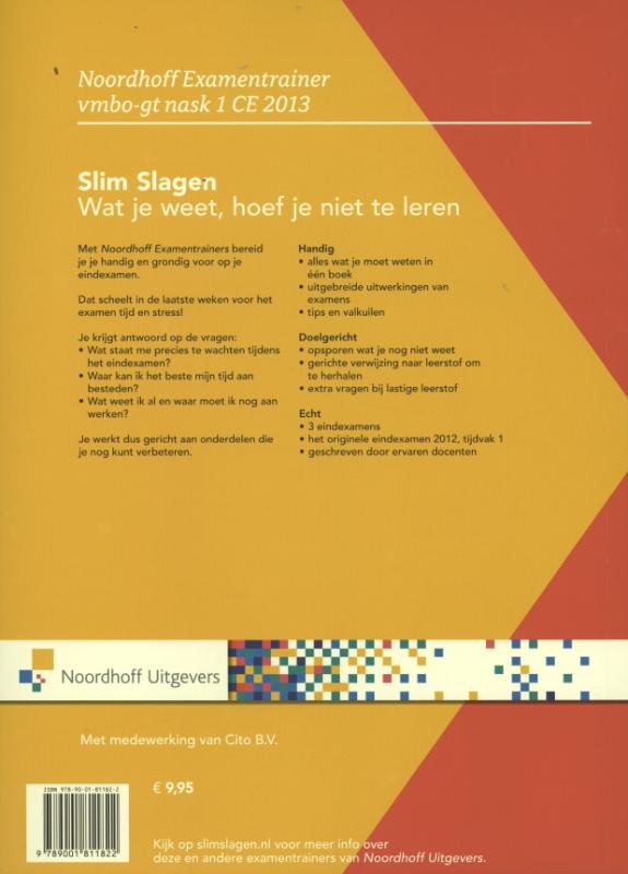 Achterkant van Vmbo-gt nask 1 CE 2013