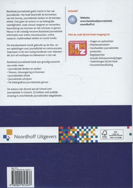 Achterkant van Basisboek journalistiek
