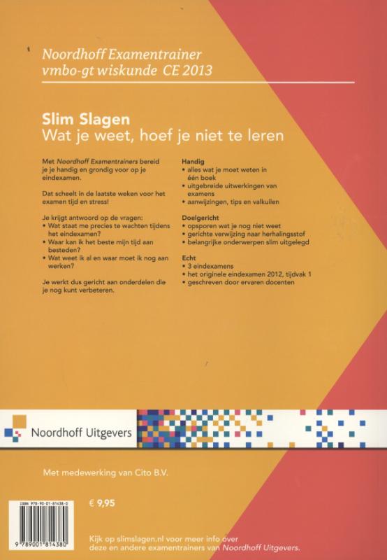 Achterkant van wiskunde vmbo gt 2013