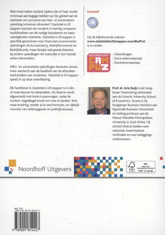 Achterkant van Statistiek in 20 stappen