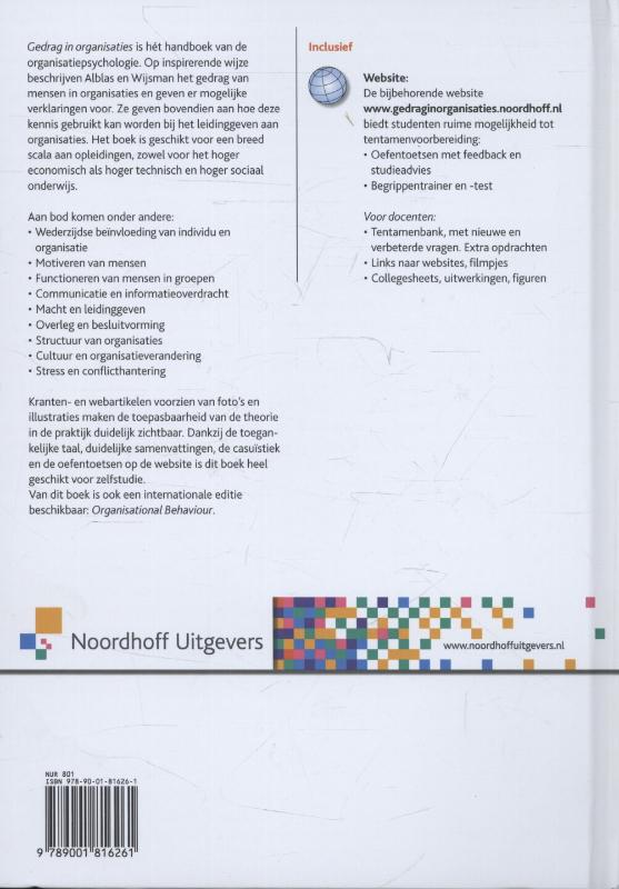 Achterkant van Gedrag in organisaties