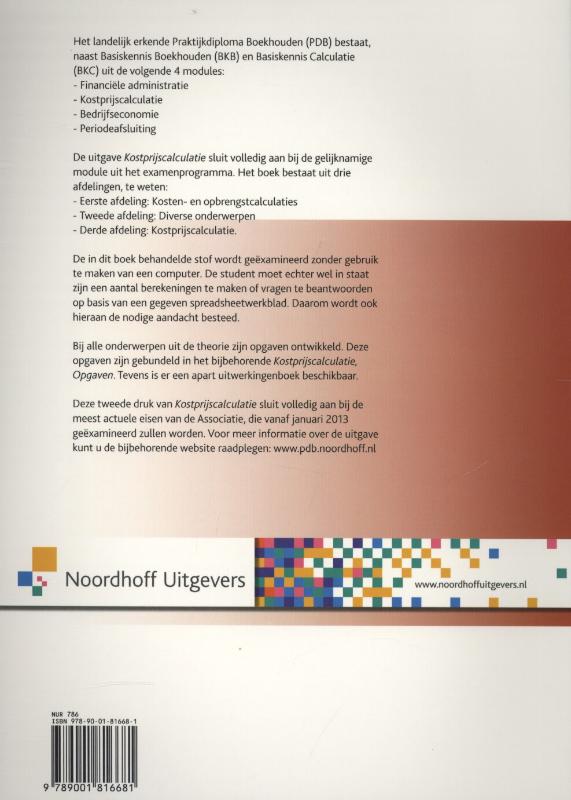 Achterkant van Kostprijscalculatie
