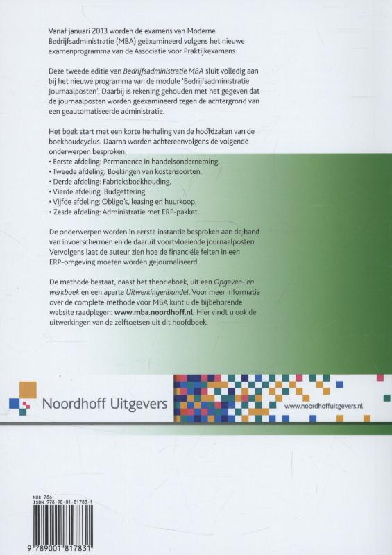 Achterkant van Bedrijfsadministratie MBA