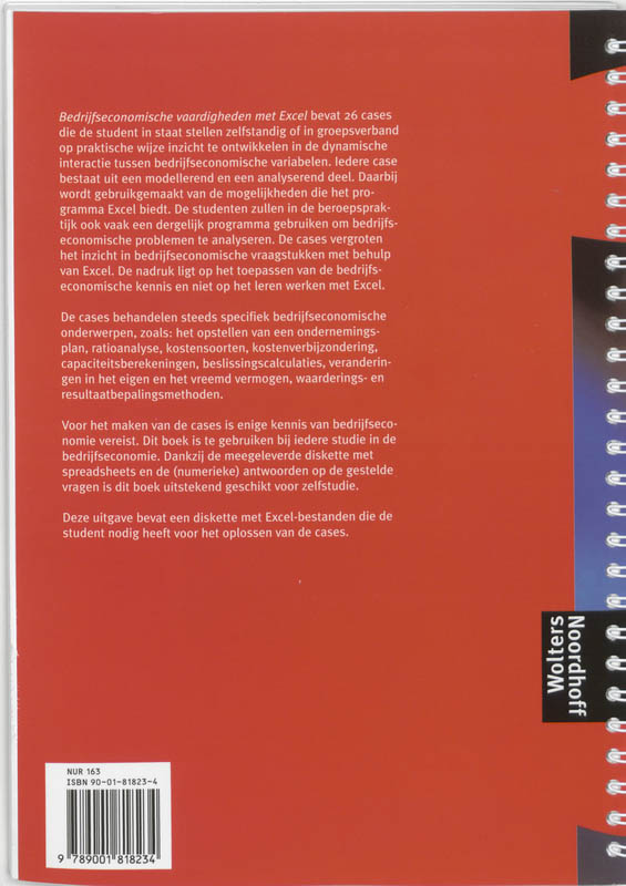 Achterkant van Bedrijfseconomische vaardigheden met Excel