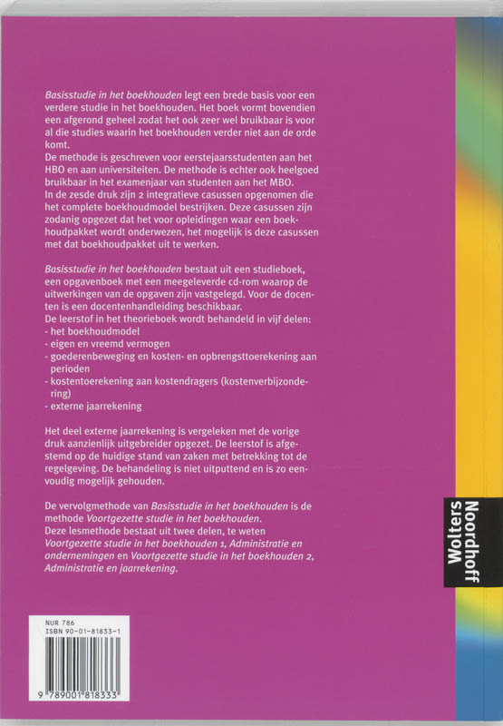 Achterkant van Basisstudie in het boekhouden