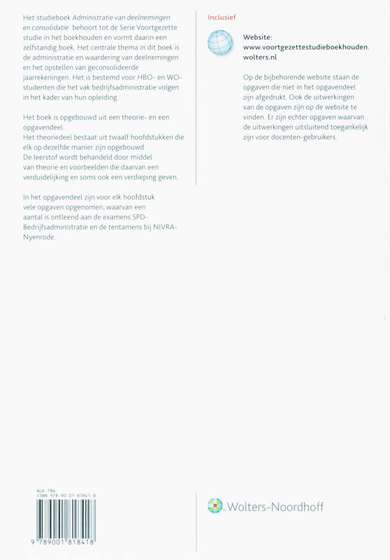 Achterkant van Administratie van deelnemingen en consolidatie
