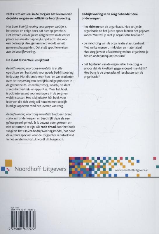 Achterkant van Bedrijfsvoering voor zorg en welzijn
