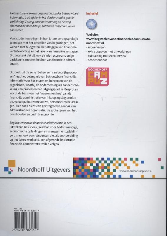 Achterkant van Beginselen van de financiele administratie