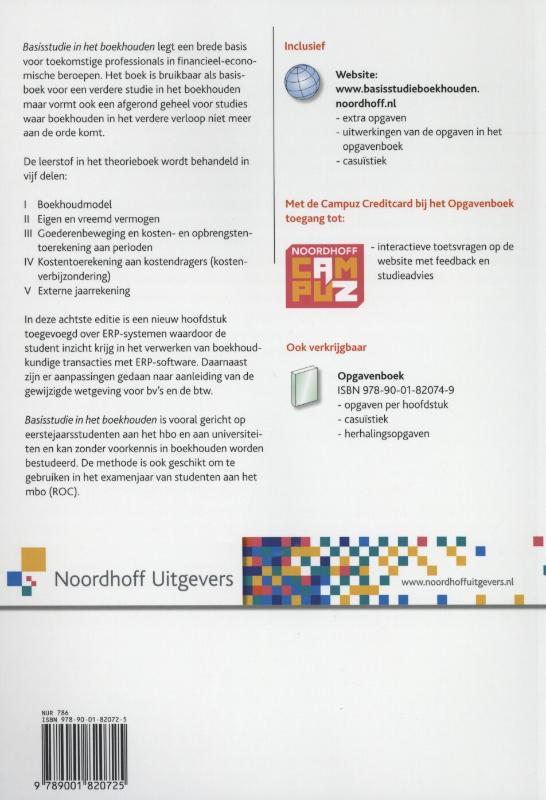 Achterkant van Basisstudie in het boekhouden