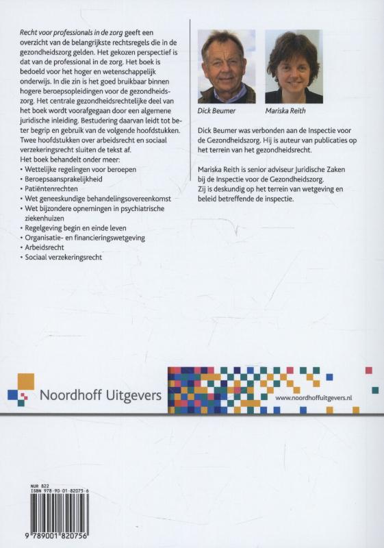 Achterkant van Recht voor professionals in de zorg