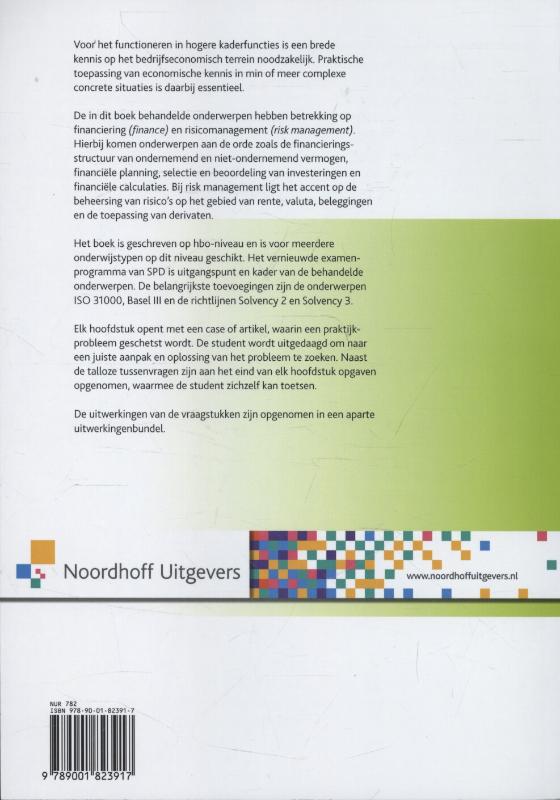 Achterkant van Finance en risk management