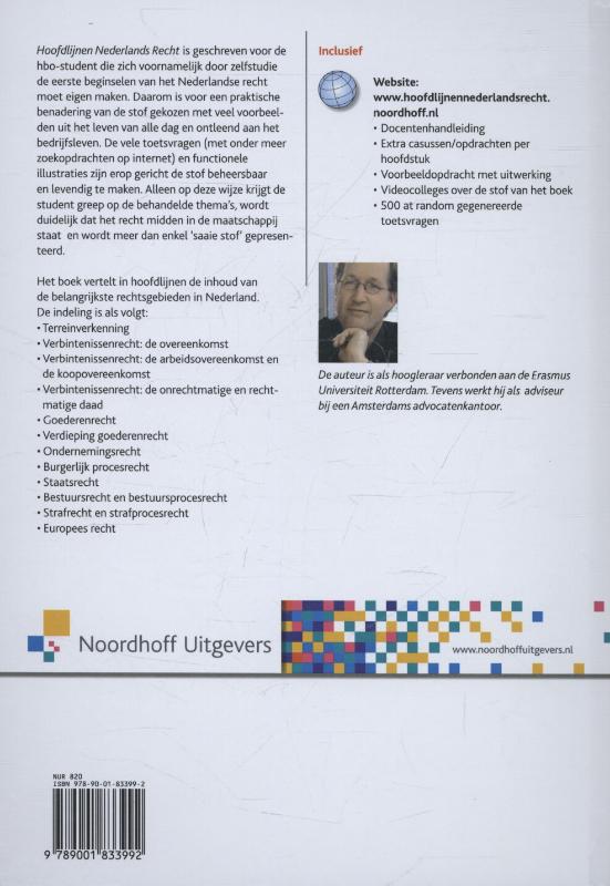 Achterkant van Hoofdlijnen Nederlands recht